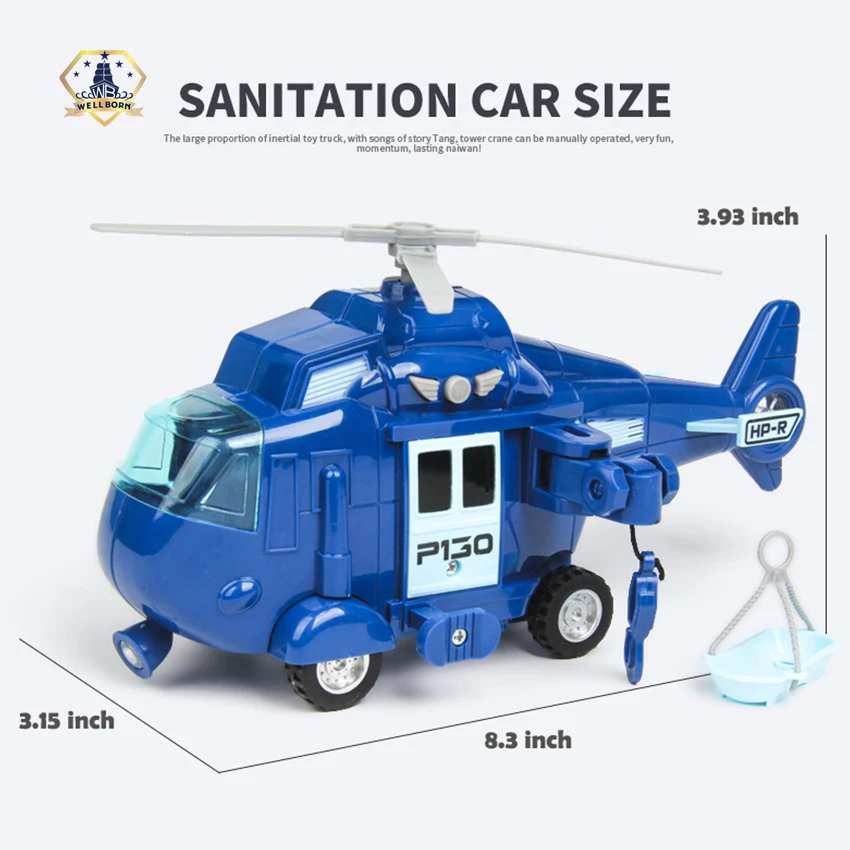 Military Helicopter toys Air force Airplane Toy with Hanging Basket Lights and Sounds for Kids