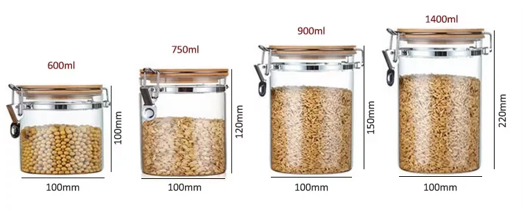 Transparent 600ml 750ml jars glass storage air tight glass storage food jars clip top