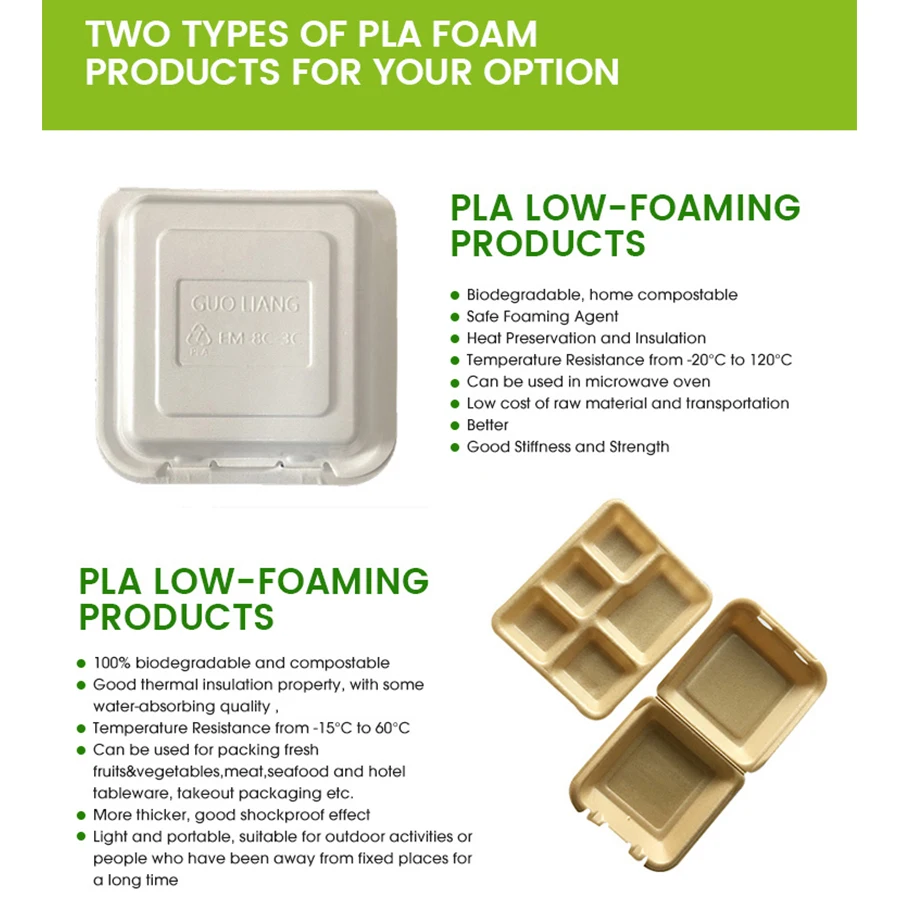 Wholesale Pla Foam Disposable Lunch Box Biodegradable Disposable Food Container