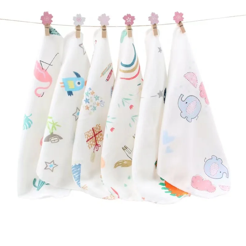Gauze handkerchief baby pure cotton thin square towel baby handkerchief towel face nursing saliva towel double layer