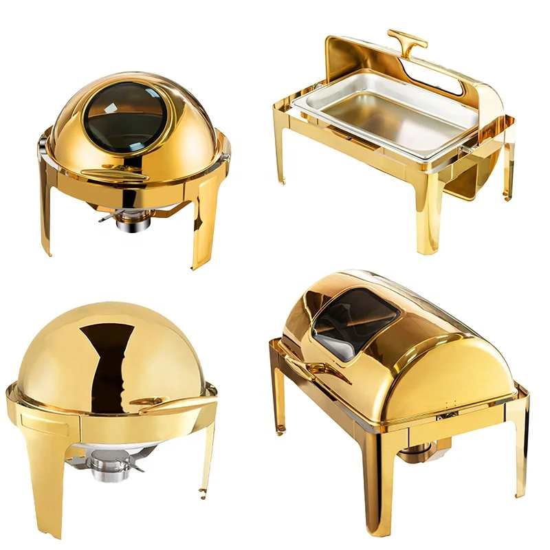 Wholesale chaffing dishes for buffet catering stainless steel vintage chafing dish buffet set roll top chafing dish
