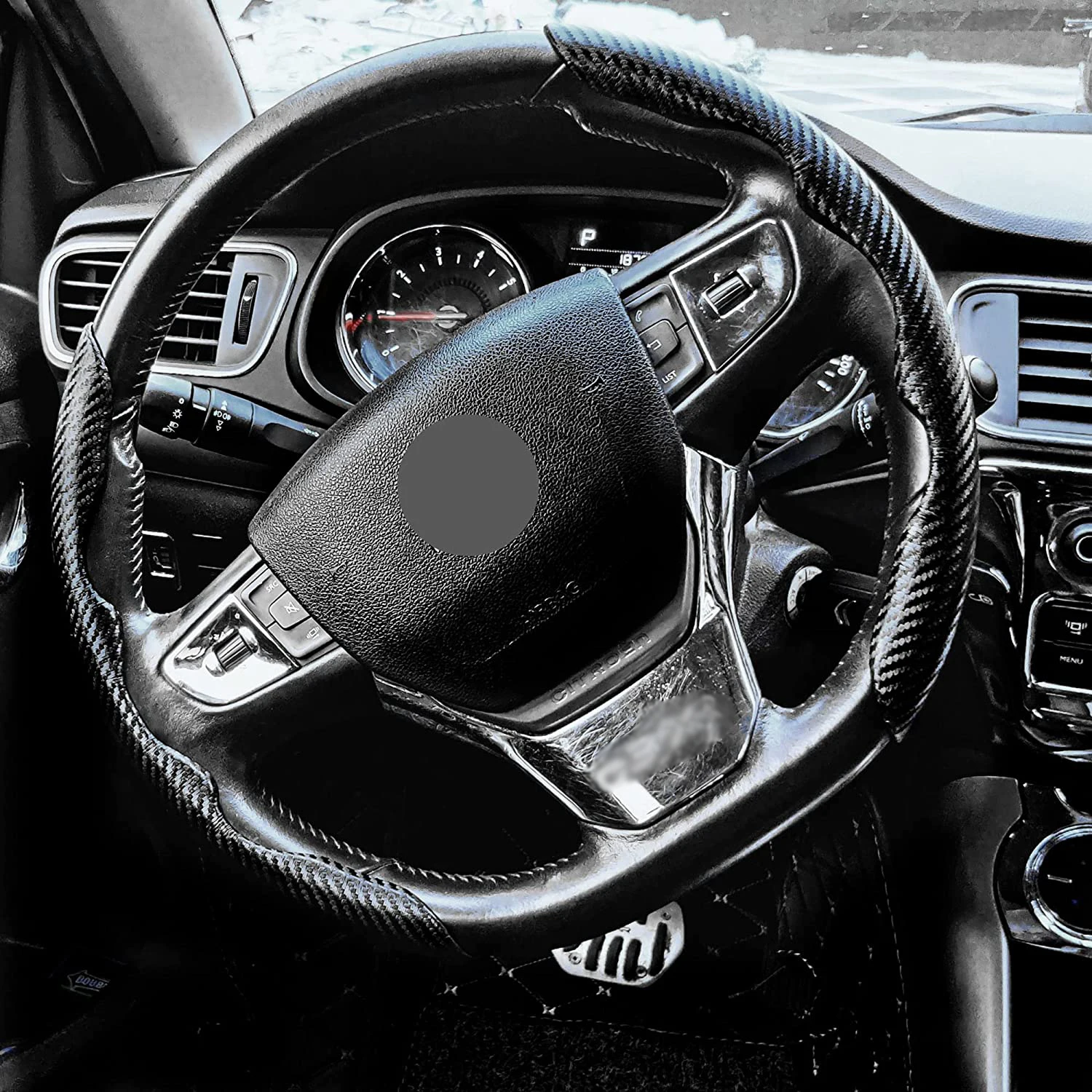 customization Black Anti-Slip Segmented Steering Wheel Protector Universal Carbon Fiber Steering Wheel Cove