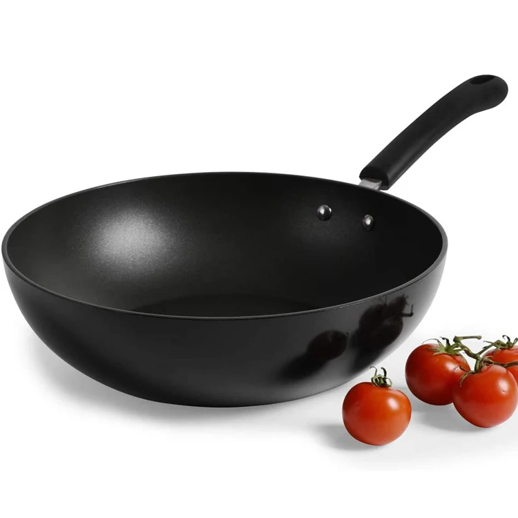Non-stick induction cooker black enamel aluminium  frying pan with long handle coating wok gas stove pancake pan household
