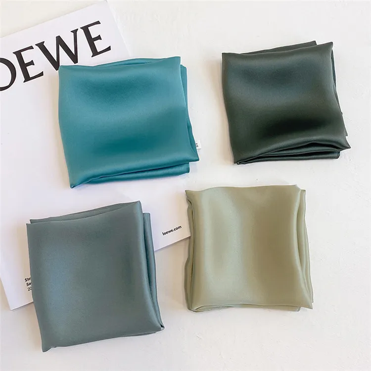 Новый модный квадратный шарф из натурального шелка, однотонный окрашенный шарф из 100% чистого шелка тутового шелкопряда