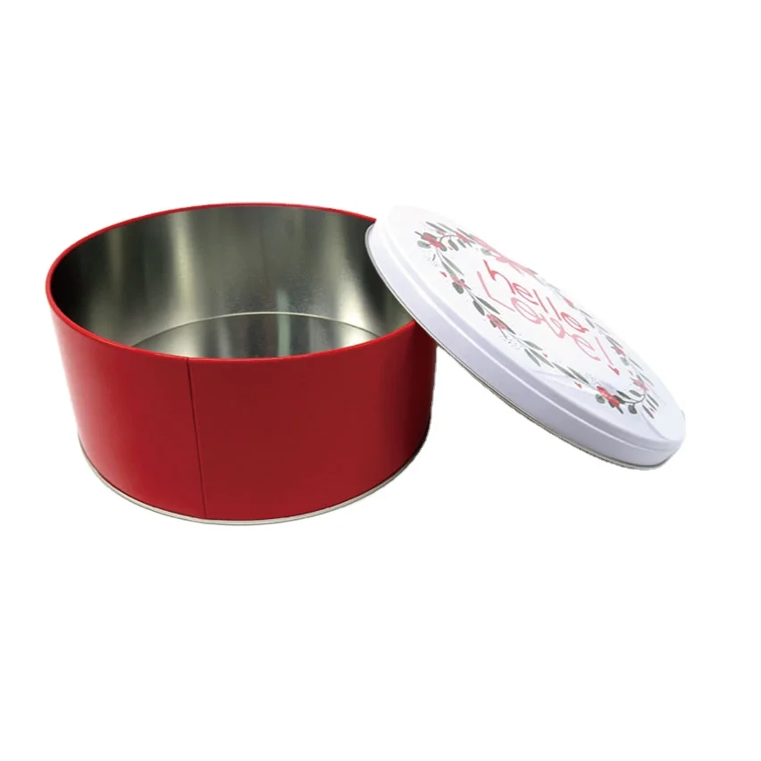 Custom Printing Tinplate Storage Container Food Candy CMYK Tin Cans for Cake Cupcake Container CN;GUA Recyclable Round Metal Iso