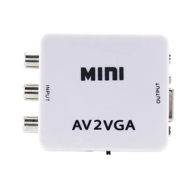 Mini AV to VGA Converter Jack Audio AV2VGA HD Video RCA PC Data to TV Adapter