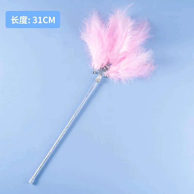 Cat Toys Feather Cat Teaser Wand Fluffy Tail Faux Fur Cat Interactive Toys Teaser Stick