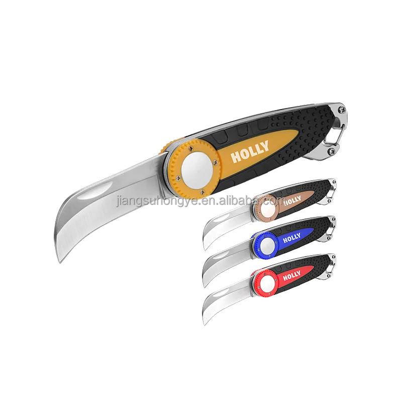 Hot Stainless Steel SCurve Blade Folding Knife for Linoleum Flooring Roofing Multi Function Hawkbill Blade Foldable Cutter Knife