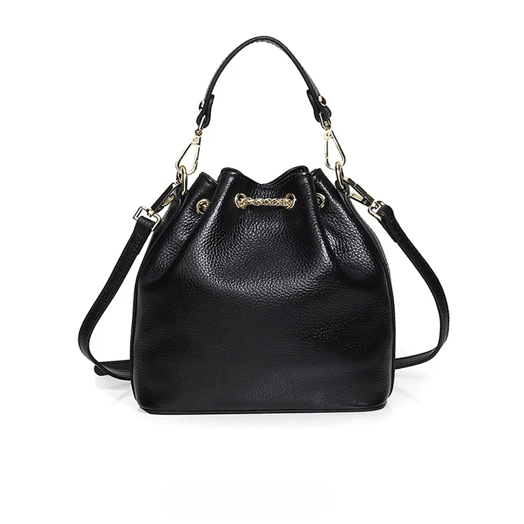 2021 New Style Bucket Bag Genuine Leather Ladies Bag fashion  Handling System with Drawstring Hasp Cross-body Handbag for Women