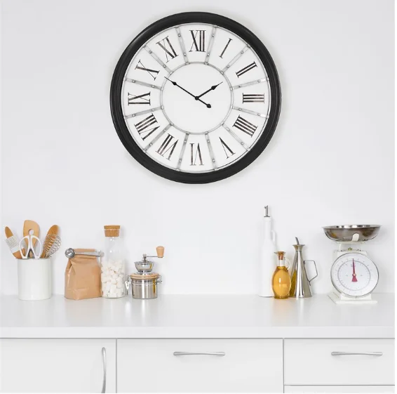 wall clock gear interior  household wooden frame metal wall clock for home decor