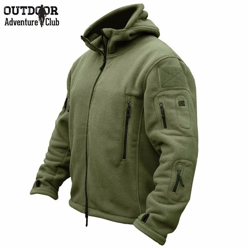 Hooded Solid Color Mens Winter Multi-pocket Zipper Coat Hiking Fishing Camping Outdoor Boys Fleece Heated Jacket