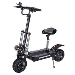 11' Tire 60V33Ah Battery Dual Motor Top Speed 80-85km/h Foldable Double Suspension Portable Off-road Electric Scooter with Seat