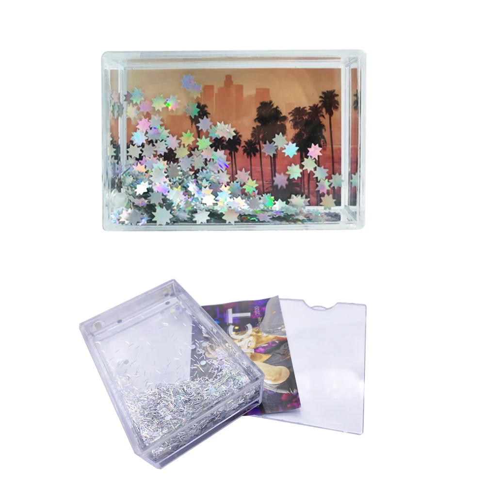 Wholesale Acrylic Customized 2x3 Picture Frame Instax Liquid Floating Mini Glitter Picture Photo Frame