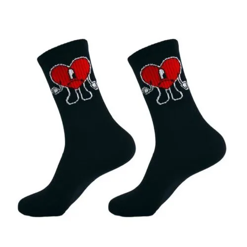 Custom Women Ladies Cotton Bad Bunny Heart Socks Smiley Slippers Socks Girls Soft Bad Bunny Socks