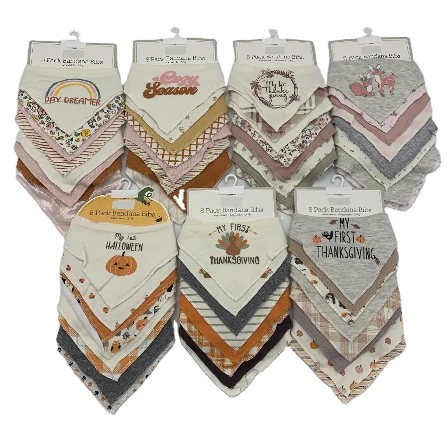 Baby Bandana Bib Soft Cotton Interlock Cute pattern Adjustable Baby Feeding Bib