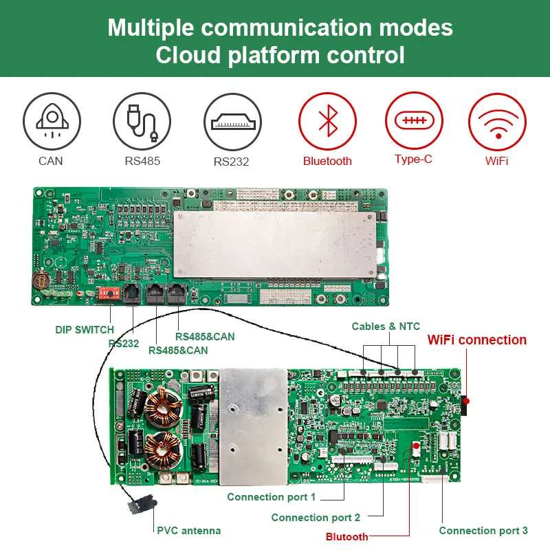 Pcb Fast Turnaround 4S 12V Smart Bms Lifepo4 Pcba Board With Wifi Module Custom Smart Electronics Pcba