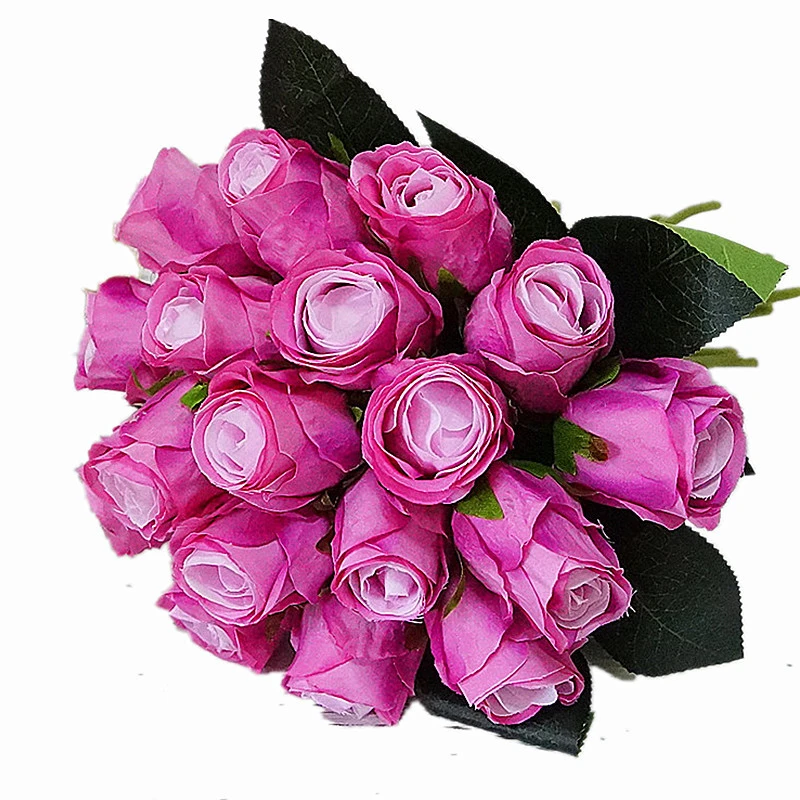 White 18 Heads Brides Flower Artificial Rose Bouquet for Wedding