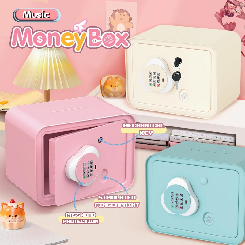 Large Plastic Square Piggy Bank Electronic atm Password Lovely Sustainable Smart Money Counting Safe Boxes Security For Kids