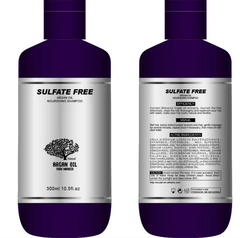 Private Label Natural Herbal Sulfate Free Moisturizing Hydrating Argan Oil Hair Shampoo and Conditioner Bottles