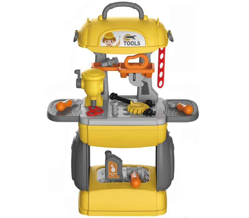 2020 New Arrival Play House Toy 3 In 1 Mobile Tool Table Set 28pcs DIY Tool Messenger Bag For Kids