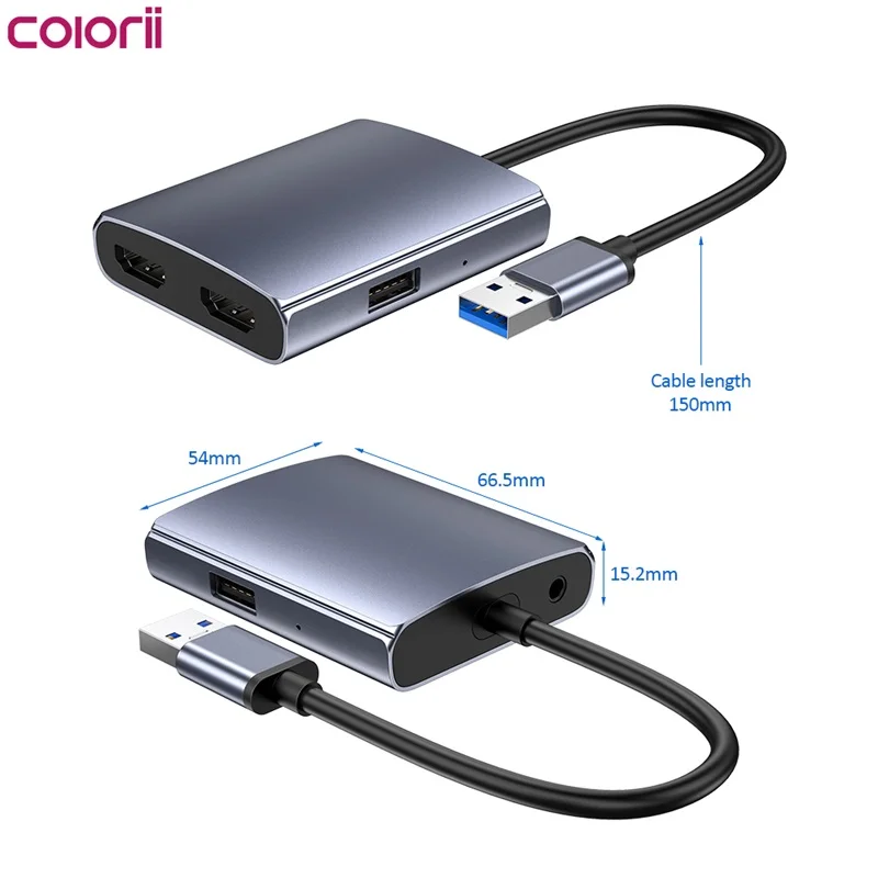 Colorii U2H USB A TO dual HDMI 1080P display Dual Monitor Display Adapter compatible on win and