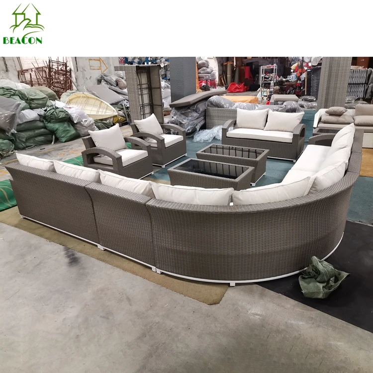 Extra large outdoor corner sofa sectional woven wicker rattan outdoor furniture sofa set for garden