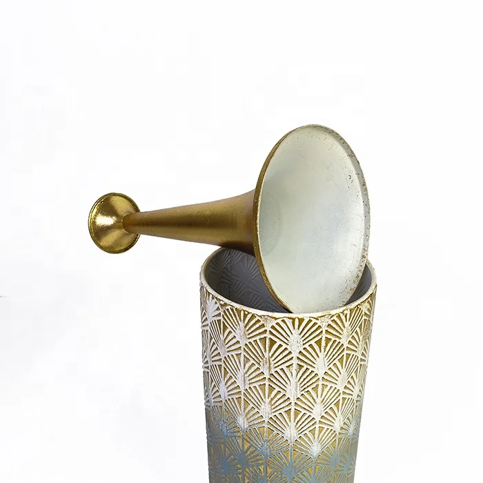 Lander Tall Set of 2 Coastal Big Flowers Vases Farmhouse Rustic Floor Metal Vases for Home Decor