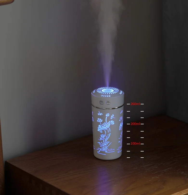 Lotus Flower Cup USB Humidifier 250ml Home Lovely Min Oils Diffuser