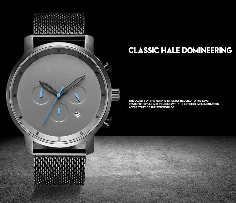 Luxury Silver All Stainless Steel Japan Quartz Movement Chronograph 30m Water Resistant 316 Men Watch