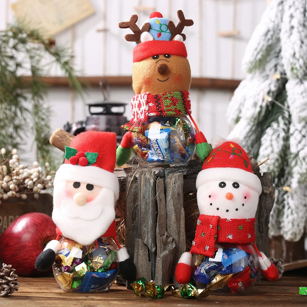
Christmas Party Candy Jar Santa Claus snowman elk Christmas plastic candy jar 
