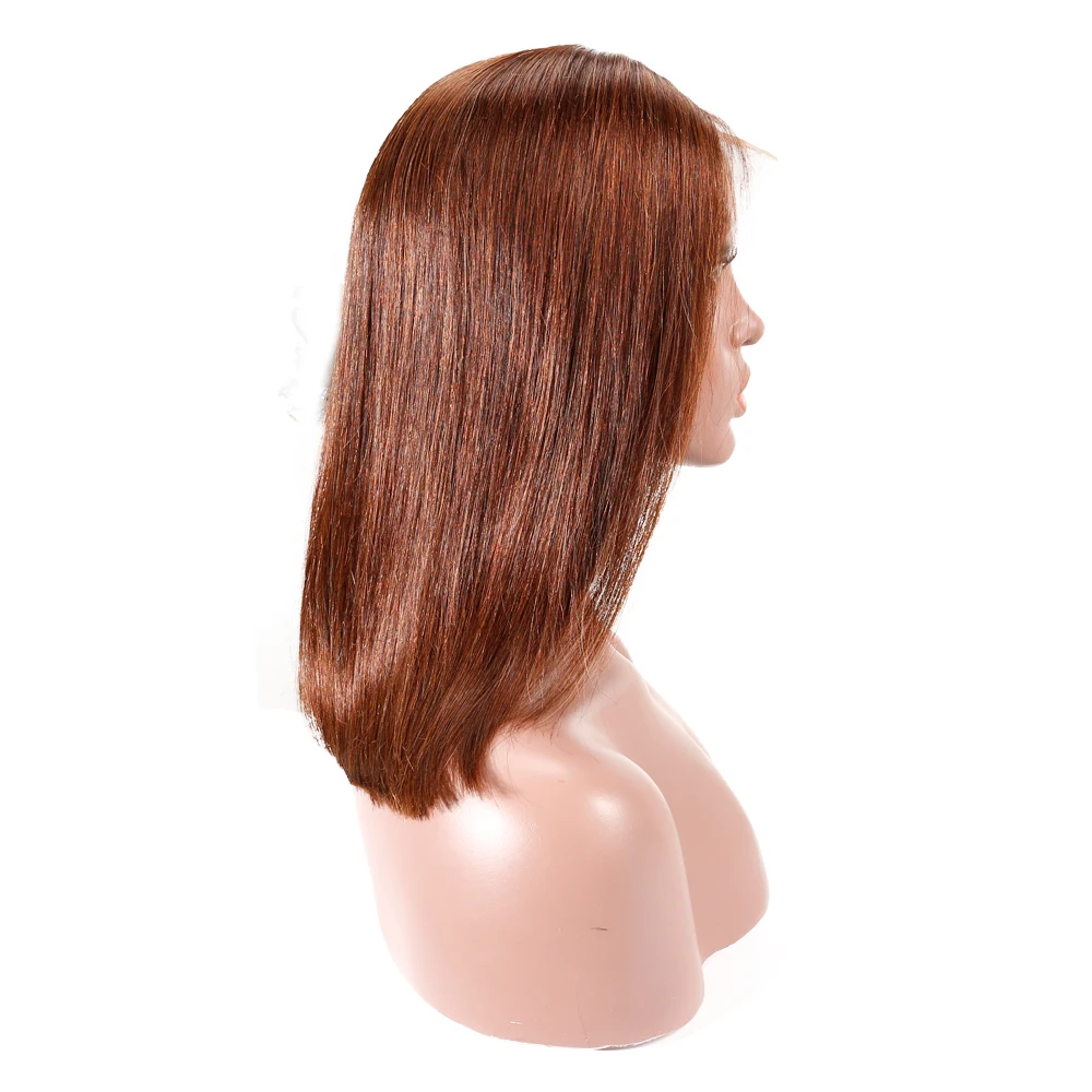 
High Quality 100% Human Hair Ombre Brown Middle Part Bob Wigs Lace Frontal Weave And Wigs 13x4 Front Lace WigBleached Knots 