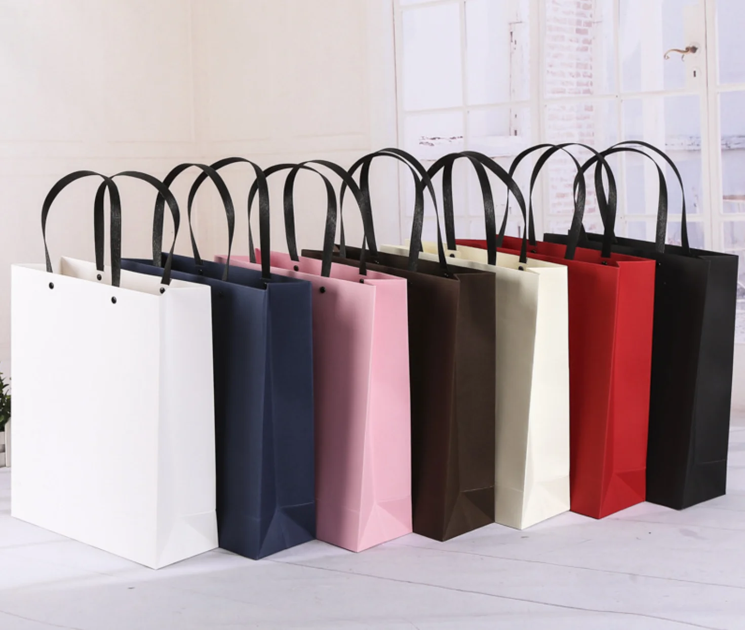 Multi Size Shopping Bag Recyclable Brown Paper Bags With Handles Custom Printing Logo Natural Kraft Paper Bag