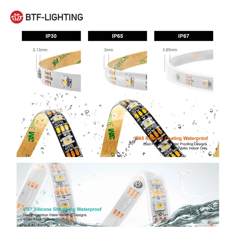 SK6812 RGBW Led Strip Light 4 in 1 Similar WS2812B IP30 65 67 5V 1m 5m 30 60 144 LEDs Individual Addressable RGBWW Led Lights