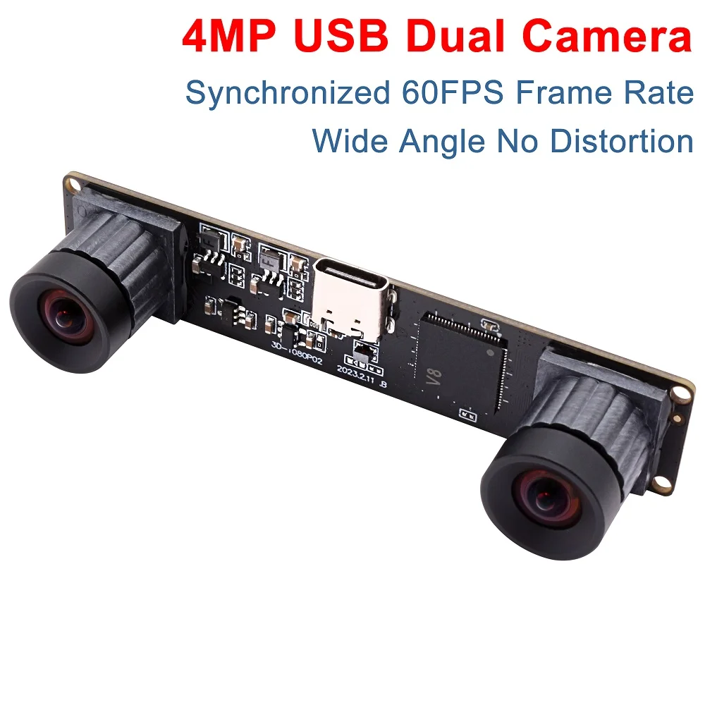 ELP 4MP Dual Lens  3840X1080 60fps Synchronization  3D Stereo USB Camera Module for VR camera ,3D Printing scanner