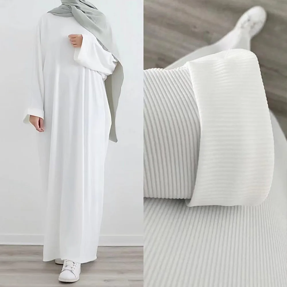 Plus Size Modest Islamic Clothing EID Ramadan Knitted Turkey Maxi Dress Muslim Fall Ribbed Abaya