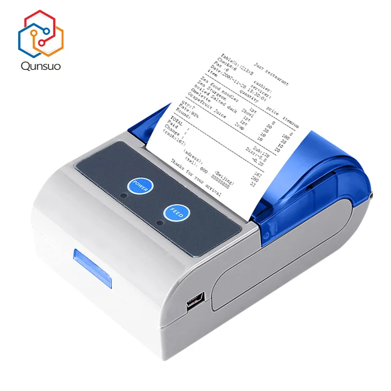Pos58 Mini Portable Thermal Receipt Printer QS5803 Thermal Label Printer Wireless Bluetooth RS232 Pocket Printer Wholesale