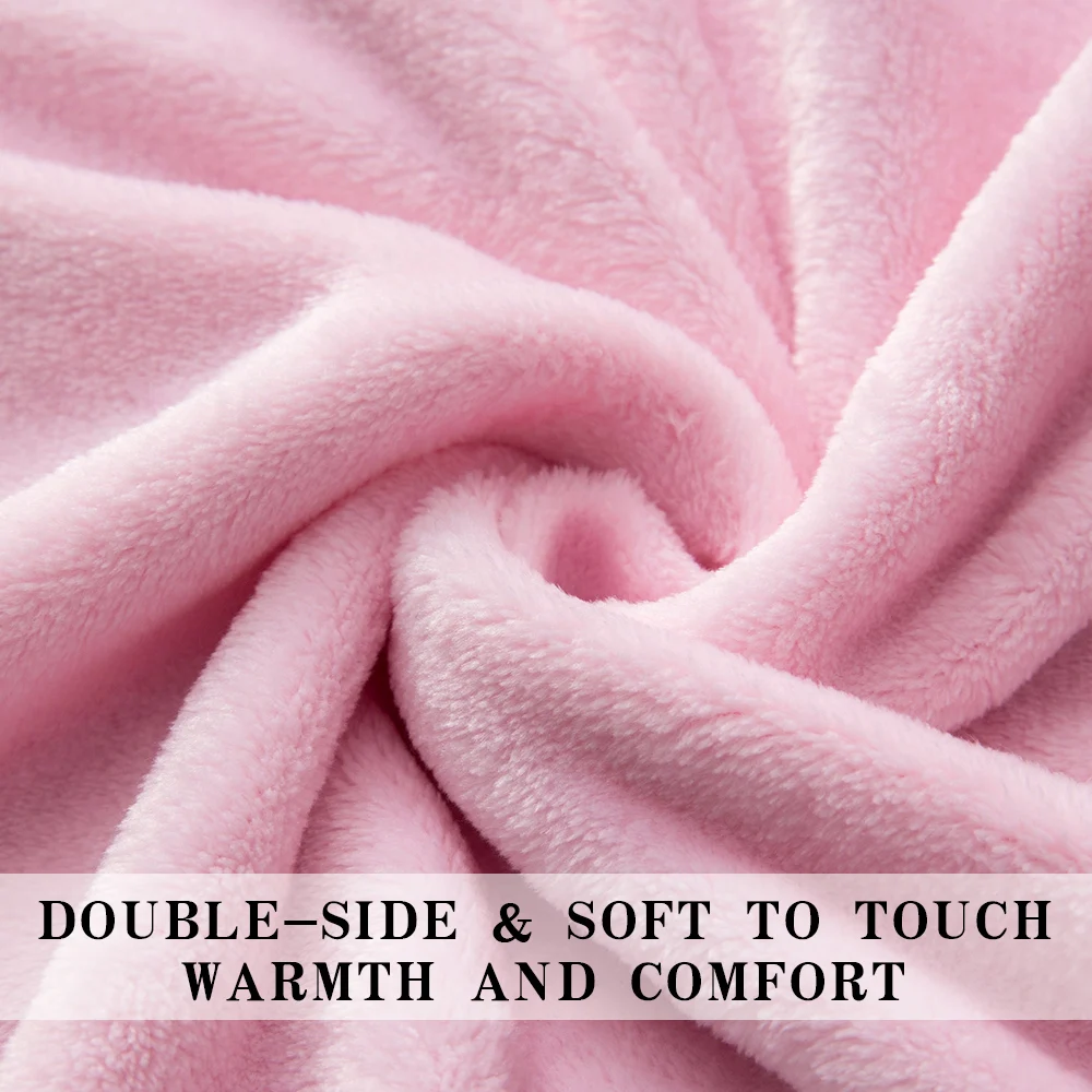 Mulan Wholesale Super Soft Polyester Fleece Blanket Other Korea Flannel Blanket Warm Throw Blanket for Winter Pink Color