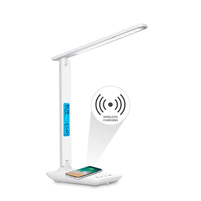 Wireless Charging Clock Lamp with Calendar Custom 5W Modern Table Lamps TX26C Wireless Business Desk Lamp LED USB Rechargeable