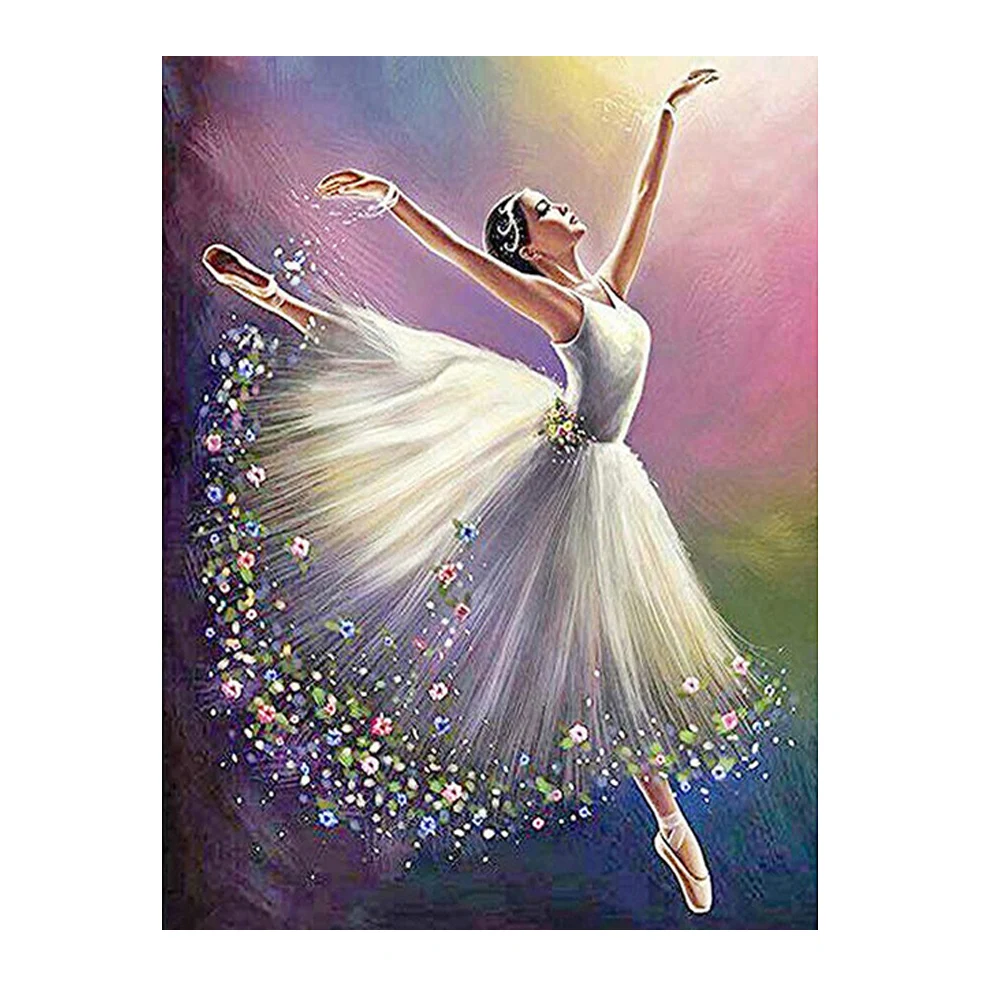 Best quality wall decoration elegant young girl dancing swans under beautiful starry sky diy diamond painting
