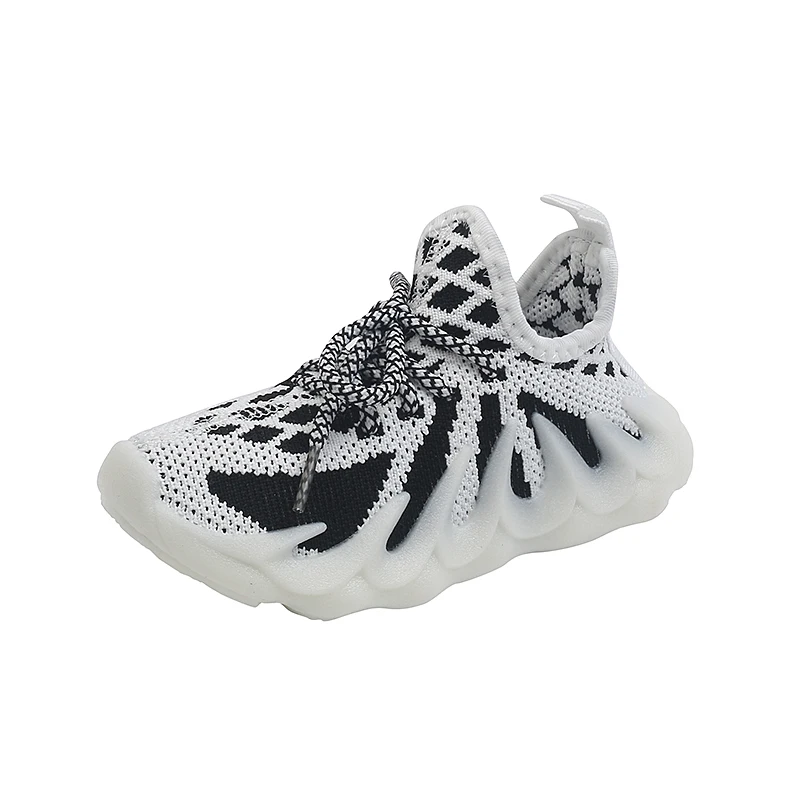 Кроссовки Yeezy детские резиновые плоская подошва Нескользящие сетчатые для мальчиков и девочек Прямая поставка с