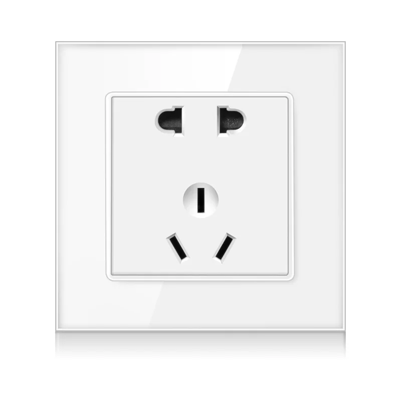 Tempered crystal glass 86 * 86mm panel China 3C standard five hole socket plug