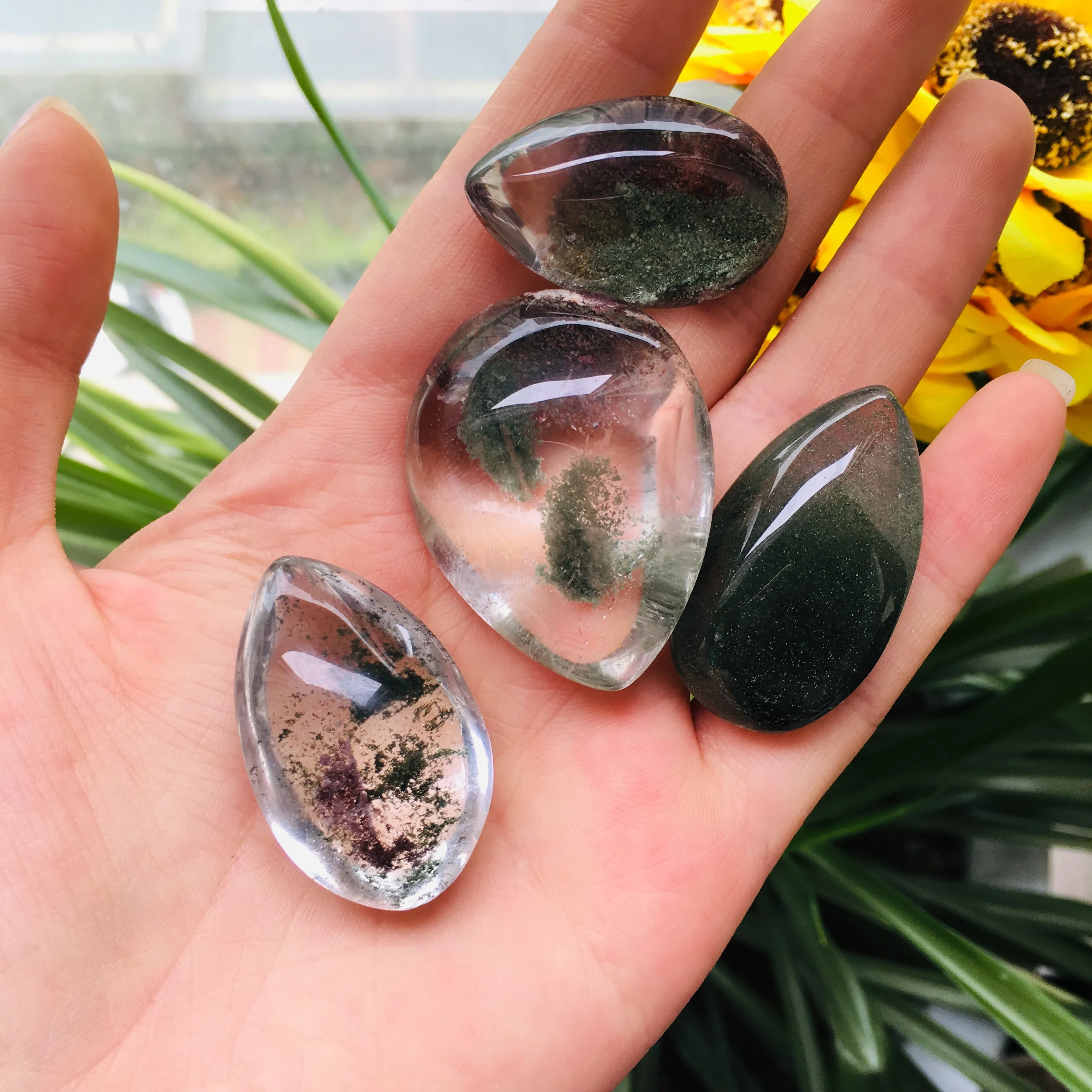 Different Shapes Green Phantom Quartz Crystal Pendants Green Ghost Drop Pendant For DIY