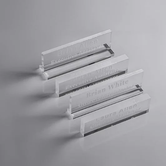 Office Desk Name Plate Customized Printed on Premium Clear Acrylic Glass Block Unique Designer Name Plates for Desks Accessories