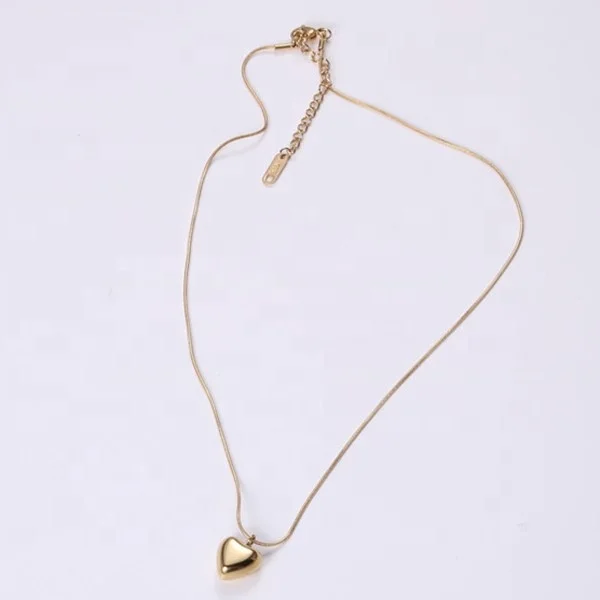 Hot Selling Women Ball Snake Chain 18k Gold Plated Heart Pendant Necklace Minimalist jewelry