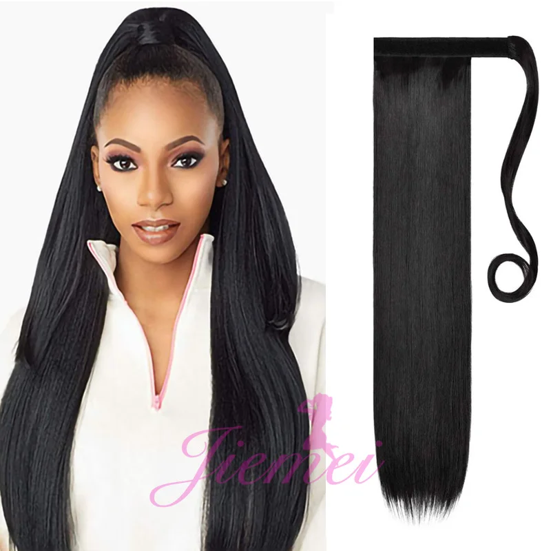 2021 NEW Hot Sell Afro kinky Straight Ponytail Hair Puff Drawstring Hair Bun Synthetic Hair wig 22inch