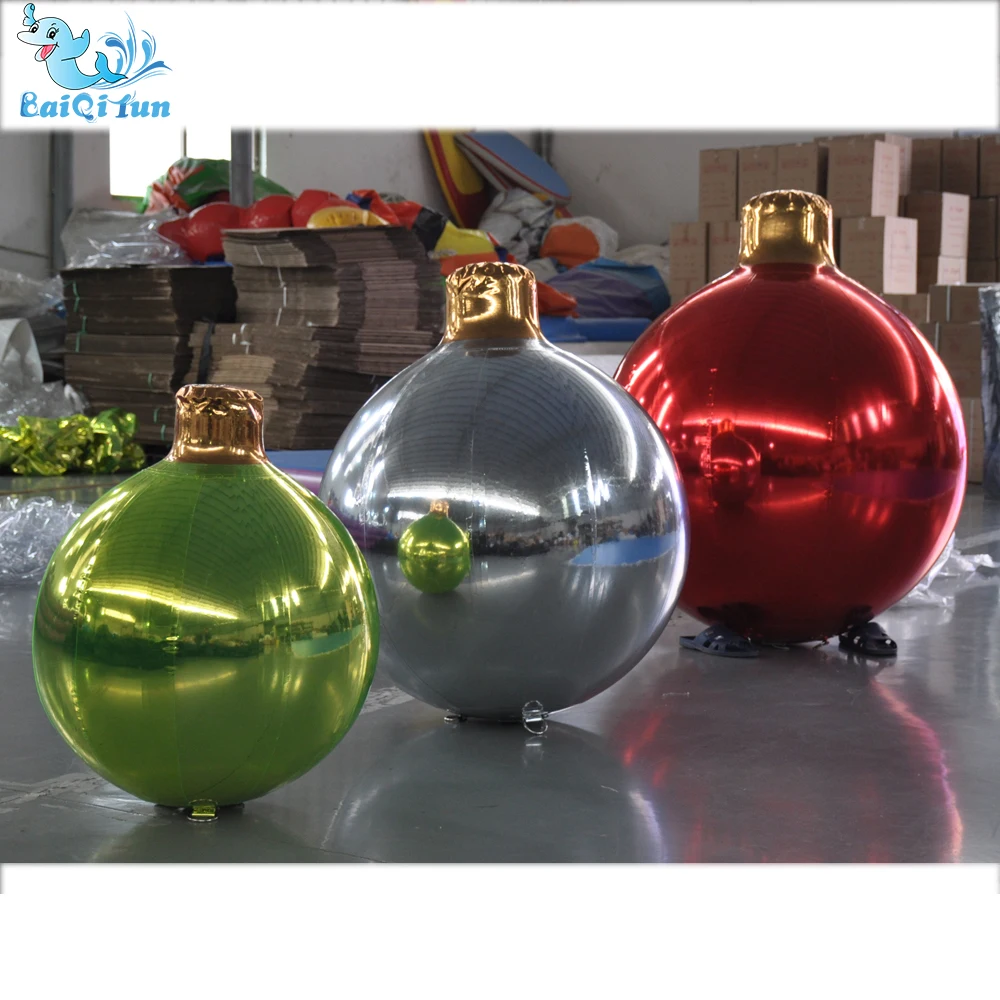 Fiesta Novedades Christmas Tree Decoration Inflatable Silver Reflective Balloon Balloons Party Decoration Pvc Giant Mirror Balls