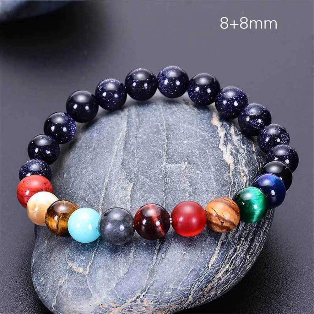  Eight Planets Bead Bracelet Wholesale Oem Natural Stone Universe Space Yoga Solar Chakra For Men