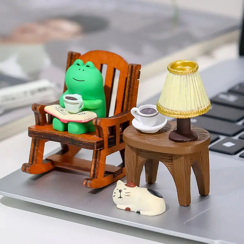 Desktop Ornaments Frog Rocking Chair Cute Ornaments Doll Photo Boutique Ornaments Set