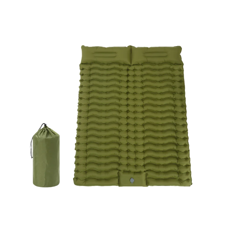 Factory Direct Sale Outdoor Self-inflating Double Sleeping Mat  Air Mattress Built in Food Pump for Camping Backpacking Hiking