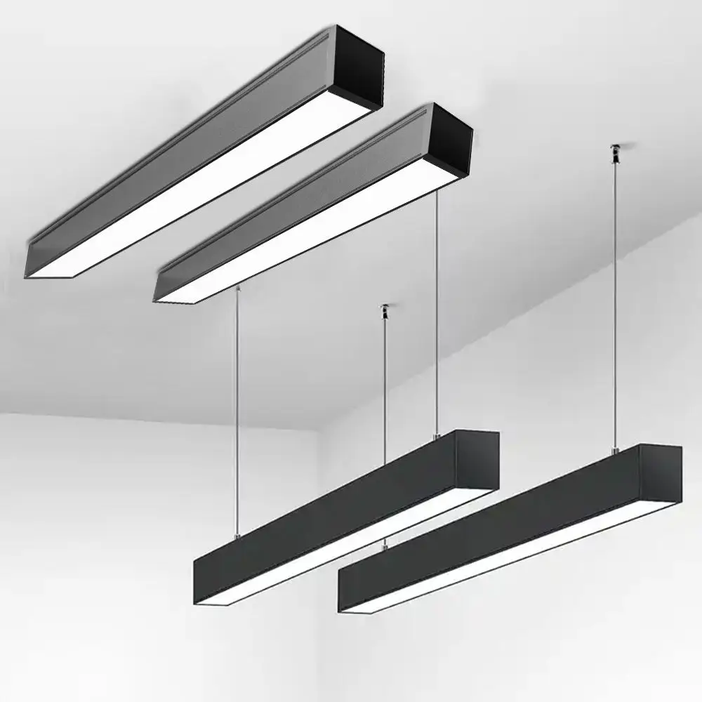 20W 40W 60W Suspended Mount Aluminum LED Office Light 1200mm Tube Lamp with IP44 Rating CCT Ceiling Linear Lighting